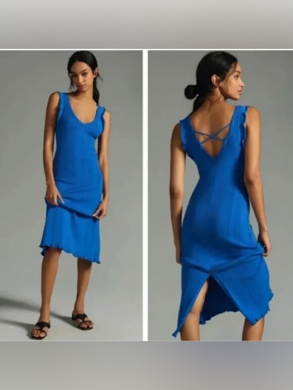 Anthropologie Daily Practice Azure Sapphire Stretch Knit Maxi Dress